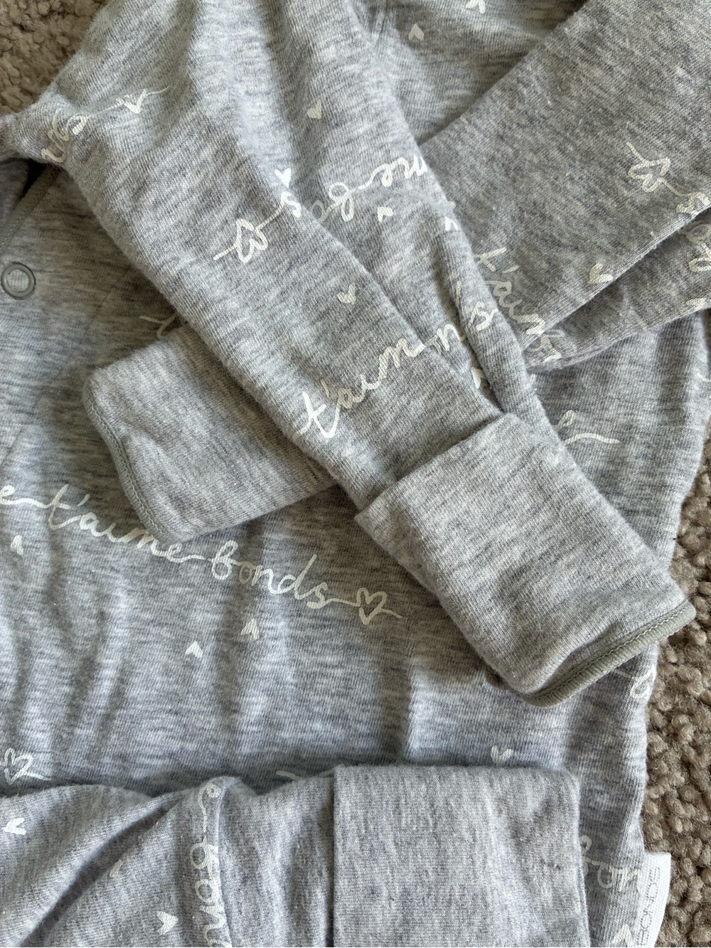 Bonds Neutral Gray Snap-Front Baby One-Piece - Picture 4 of 6